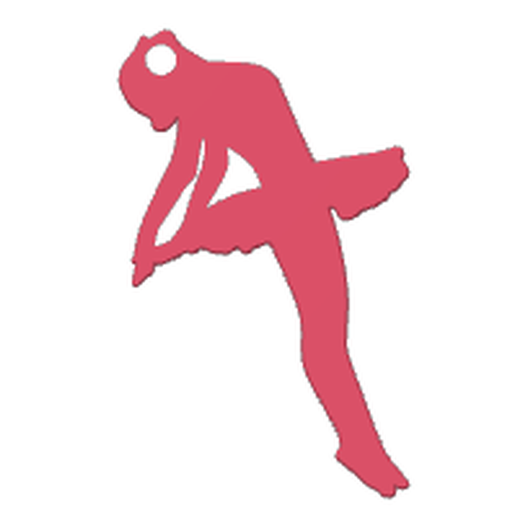 A slim pink charm cut out in the silhouette of a ballerina.